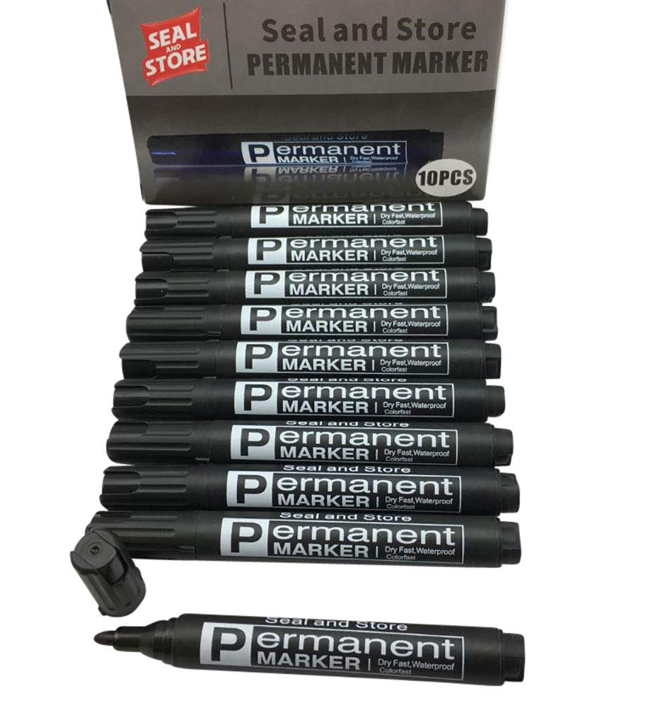 30 Black Permanent Markers, Bullet Tip, Bold, Black, 1.0-1.9mm, Modern, Long Lasting
