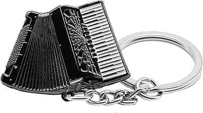 Gifticuffs Black Accordion shaped silver-plated keyring musician gift
