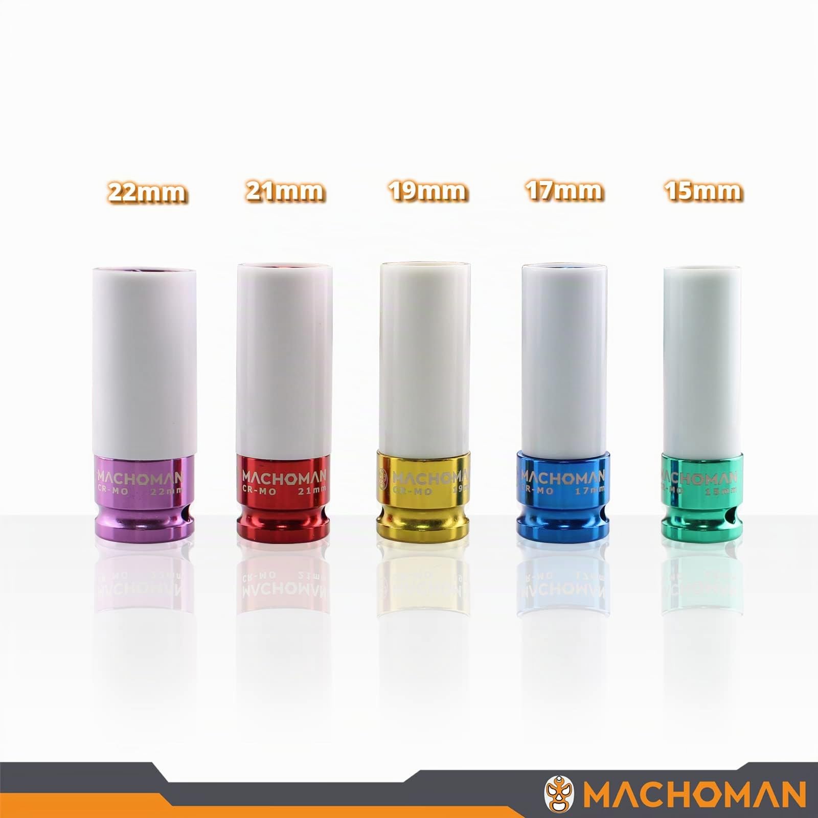Machoman Set Bussole Dadi Ruota MACHO 1/2, Antiscivolo 15-22 mm