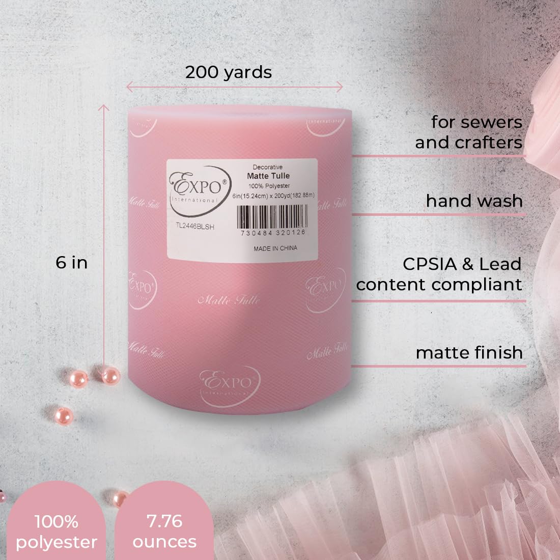 Expo International Value Pack of Decorative Matte Rolls/Spools of 6