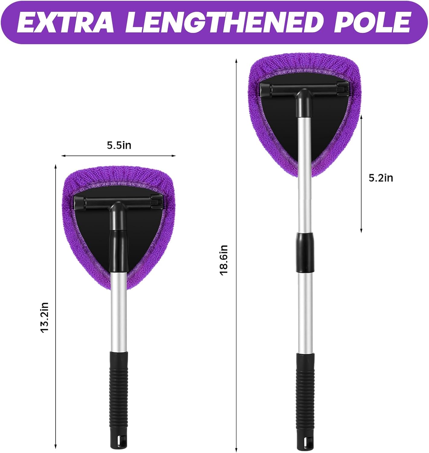 Baderke 10 Pcs Windshield Cleaner Tool Car Window Cleaning Supplies with Extendable Handle Include 6 Washable Microfiber Bonnets 2 Empty 60ml Spray Bottle Glass Wiper Kit(Purple) - Image 2