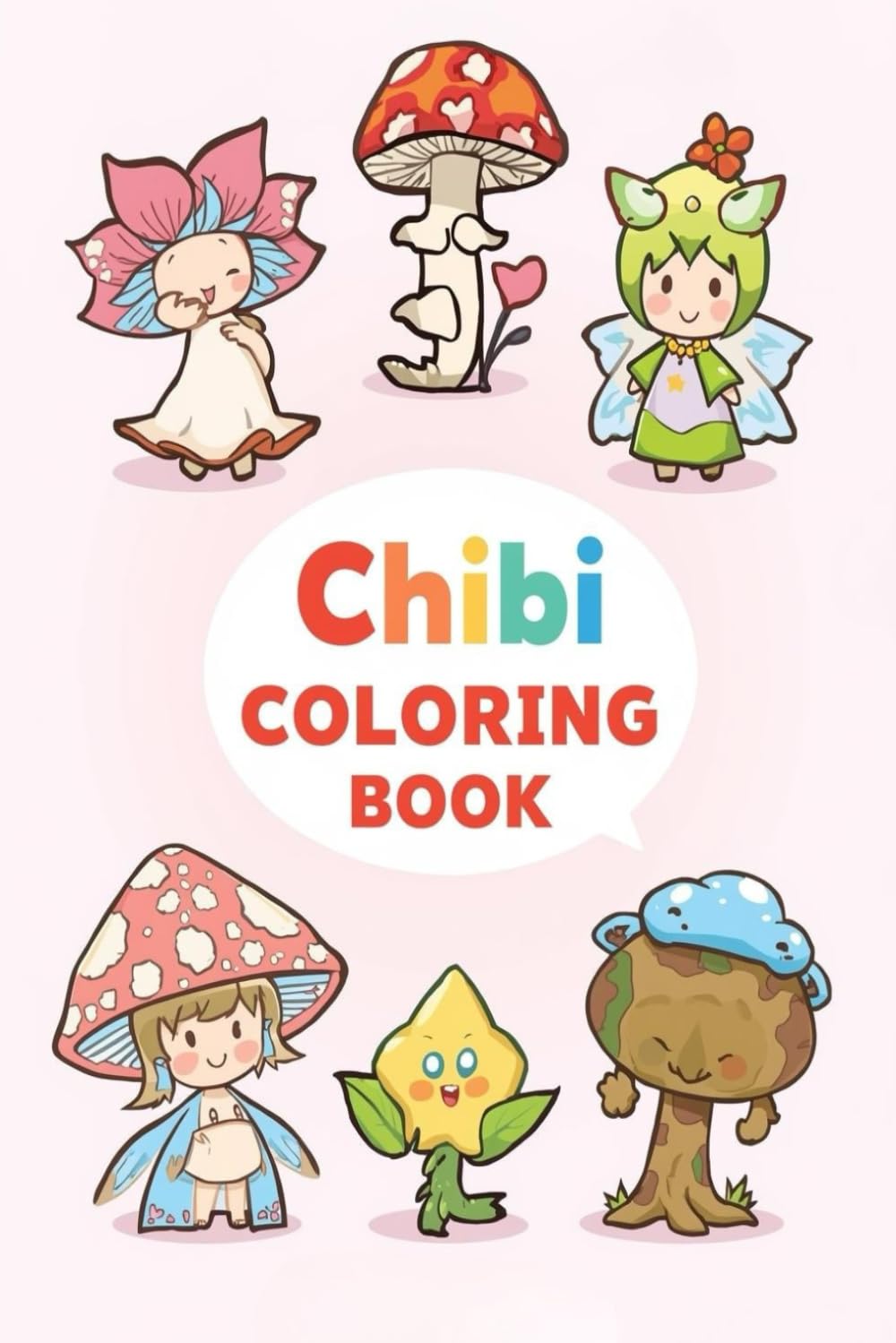 Chibi Fantasy Creatures Coloring Book: Libro para colorear Cute Magical Characters and Kawaii Nature Spirits for Stress Relief & Fun Coloring