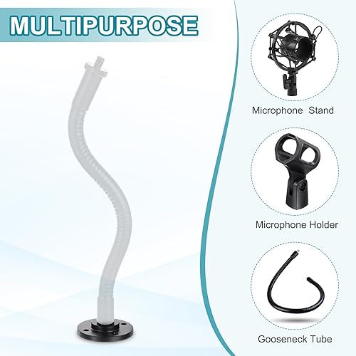 Miniatura 4 de PATIKIL Soporte de brida de micrófono de rosca hembra de 38 "-16, base de montaje de mesa de cuello de cisne de escritorio con tornillo de cabeza