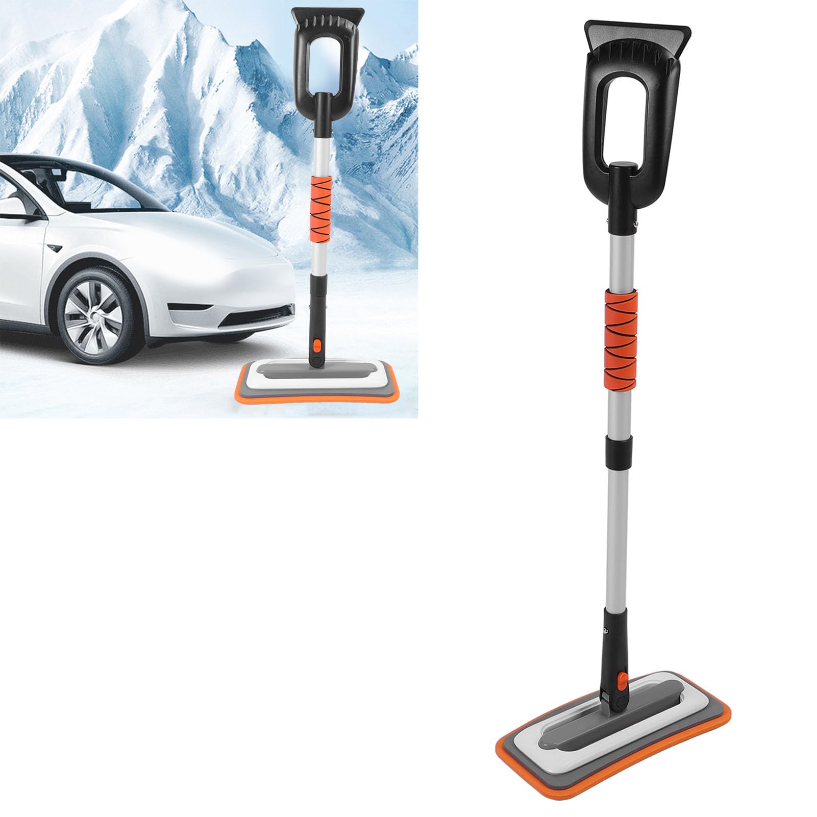 Wakects Raschietto per Ghiaccio per Parabrezza per Auto, in Lega di Alluminio, per Scopa da, con Manico Ergonomico in EVA, Design Leggero e Pieghevole, per Finestrini dell'Auto, Uso Domestico