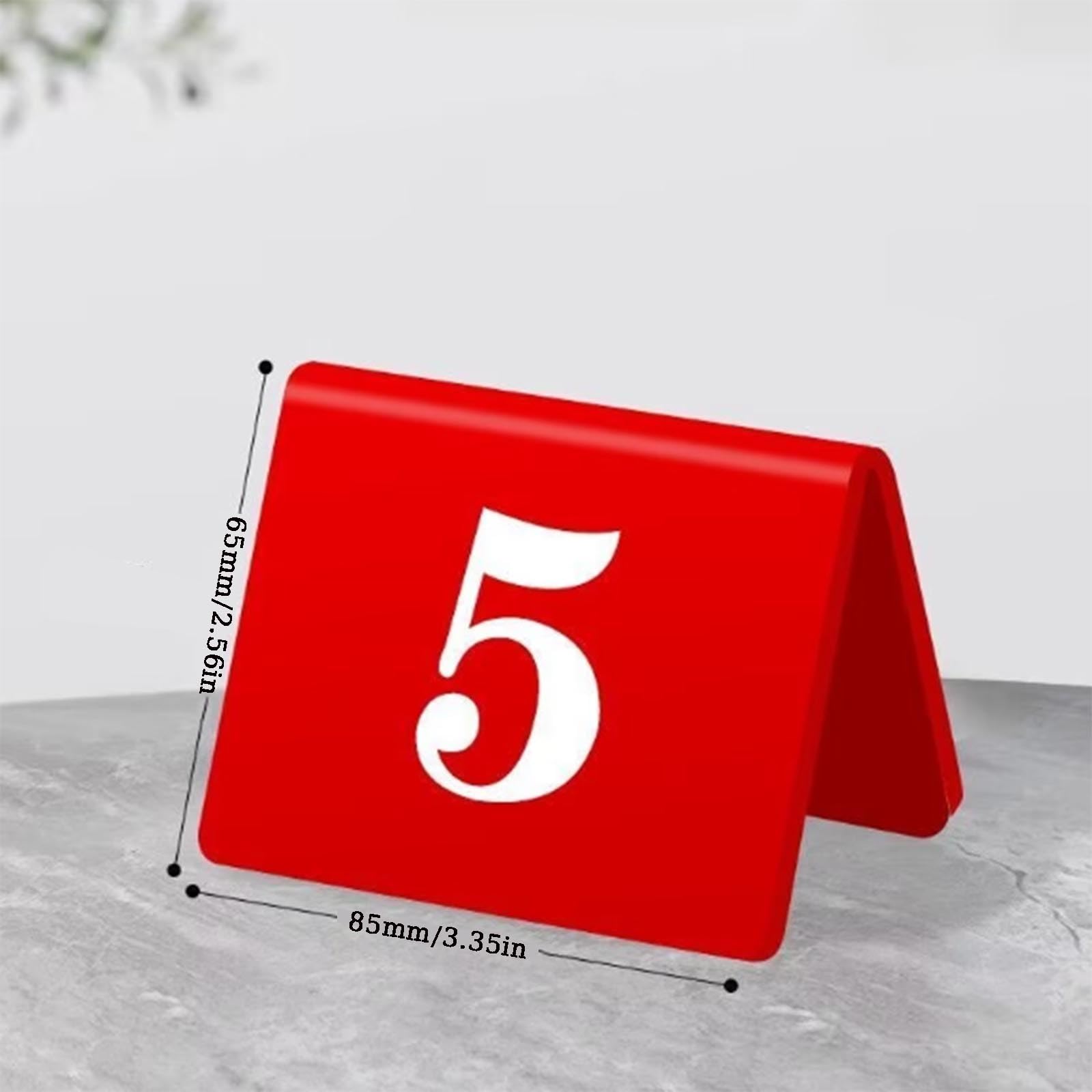 Akrylowe Karty Do Siedzenia, Dwustronne Stojące Karty Z Numerami Stołów W Kształcie Litery V | Dwustronne cyfry 3D, żywe kolory, wysoki połysk powierzchni, wodoodporność, odporność na słońce, upadki i trwałość.(1-20)