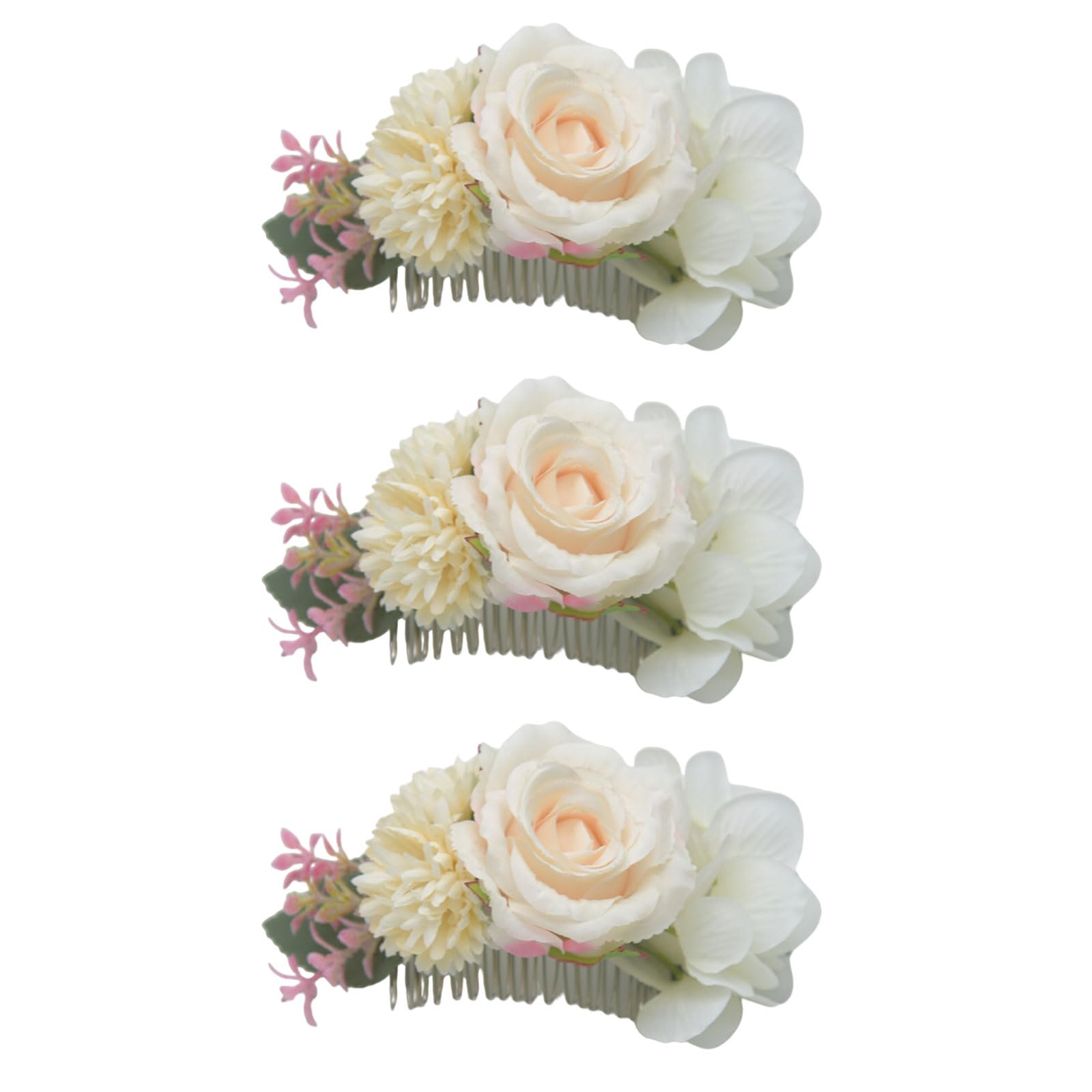 Tsophreniq Girls White 3Pcs Bride Wedding Hairpins Bridal Headpieces Bridesmaids Hair Pin Bridal Barrettes Artificial Flower Hair Side Combs Unique Fascinator