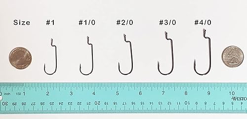 Miniatura 2 de Angler's Grotto Gancho de gusano curvado redondo con vástago desplazado  1025 unidades por paquete  Anzuelos de pesca de agua dulce y salada  Acero