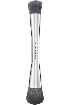 Wonderskin Dual-Ended Blush & Contour Brush - Angled Liquid Foundation Brush & Cream Blush Brush for Seamless Blending, Precision Sculpting & Streak-Free Finish
