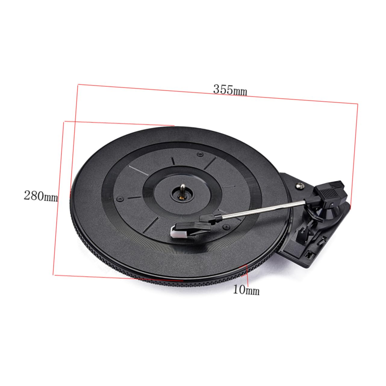 Platine Vinyle Vintage 28cm Noir, Lecteur Disque Haute Fidélité Portable
