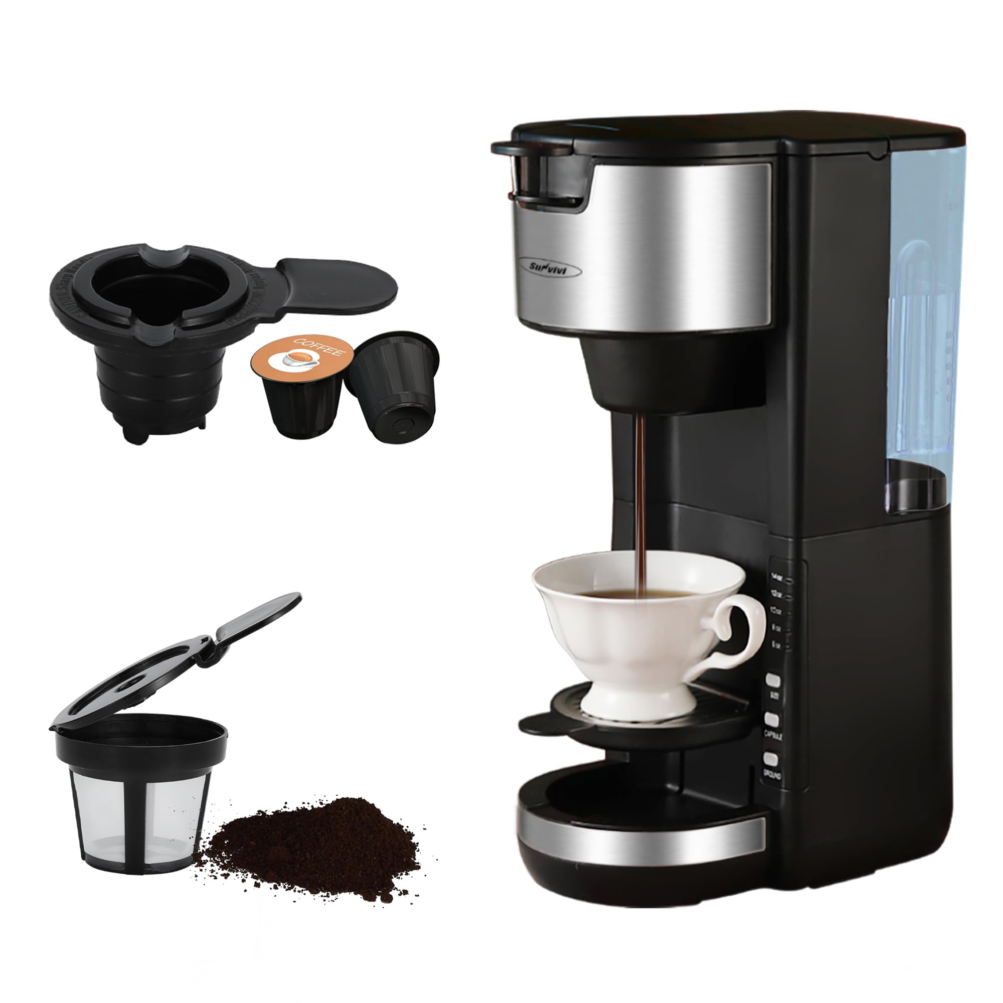 HEYNEMOSingle Serve Coffee Maker K Cup with 1000W Fast Brew, Black