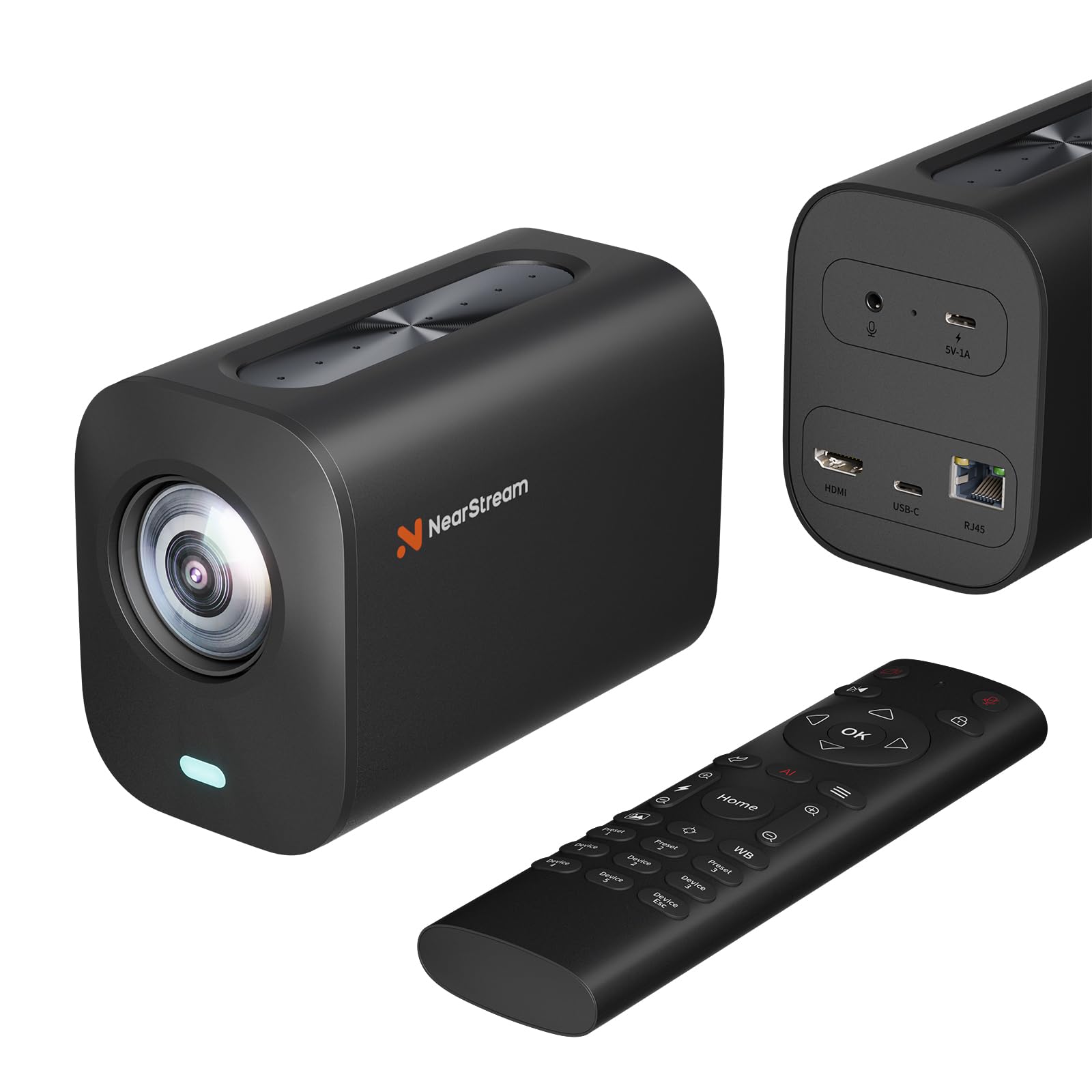 NearStream VM20 Telecamera 4K di streaming cablata con zoom ibrido 40x | Telecomando, 8 microfoni con cancellazione del rumore, Plug & Play, webcam HDMI/USB/RJ45, predisposta per multicam.
