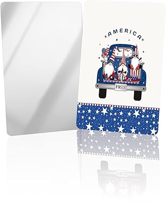 OComster Blue Independence Truck Loads of Gnomes Compact Mirror Bulk Mini Card Mirror, White Star Filling Lace Small Compact Mirror for Purse, Rectangular Handheld Pocket Makeup Mirror