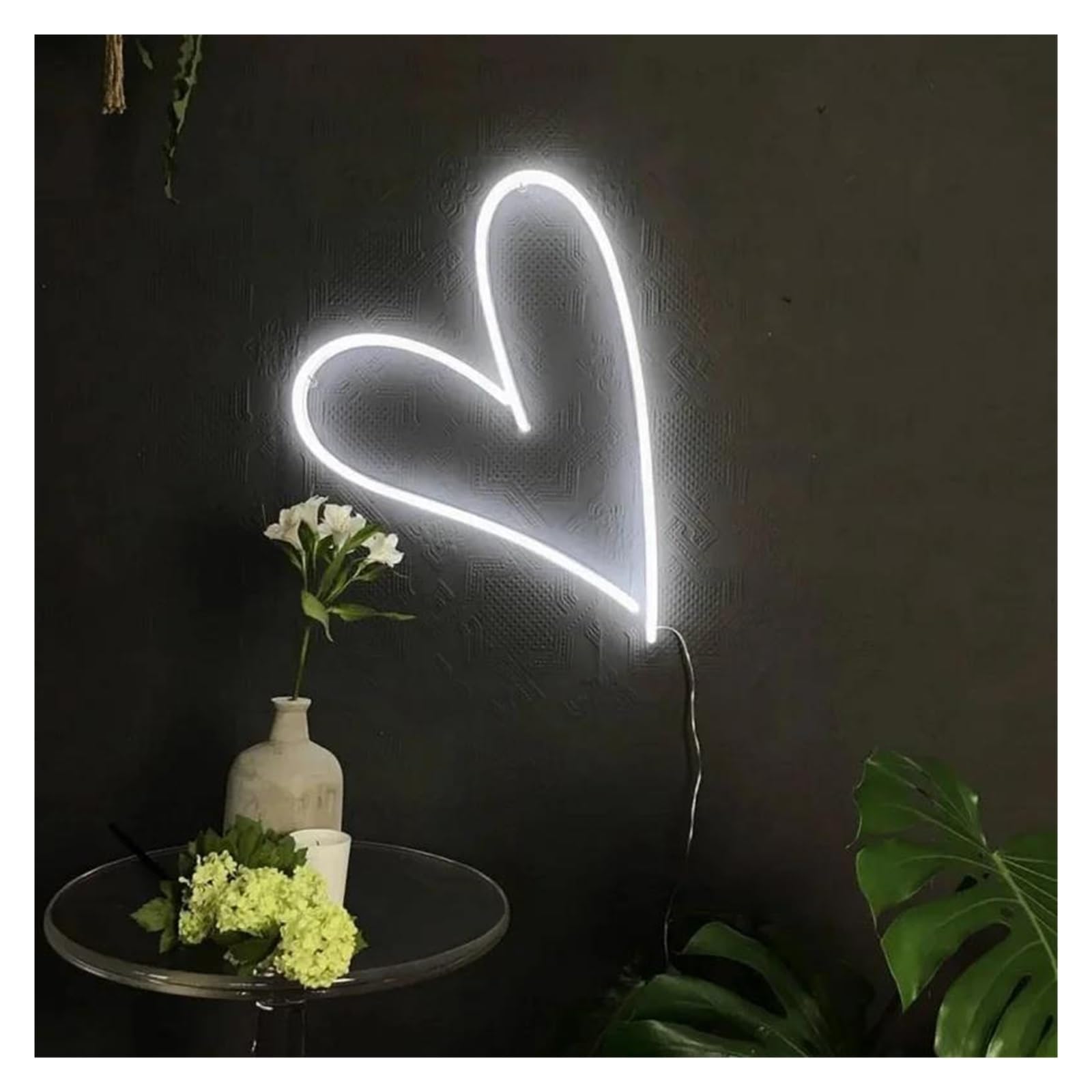 Lampada al neon Cuore per insegna al per neon LED per luce per per notturna a forma di cuore dimmerabile alimentata tramite(Bianco)