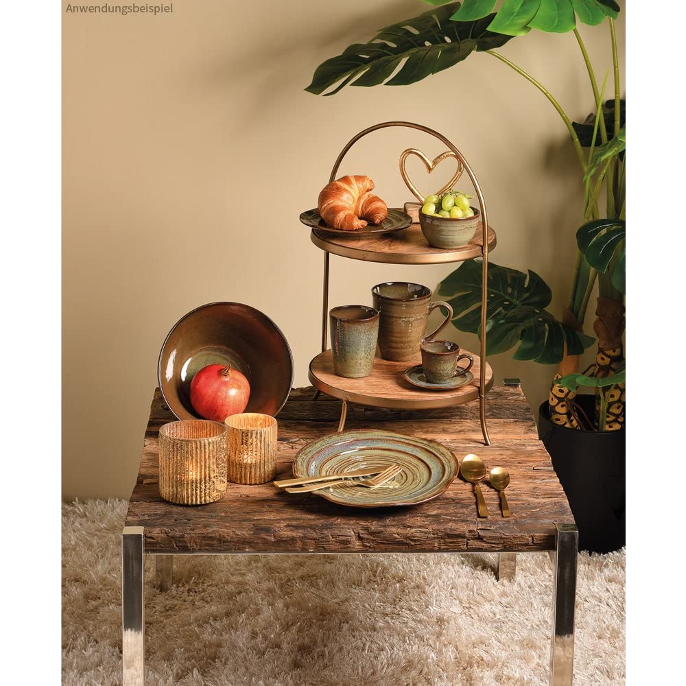 Set 2 Tazze Da Caffè In Ceramica Con Piattino Stile Rustico Marrone 90 Ml - Matches21 - Lavabili In Lavastoviglie E Microonde