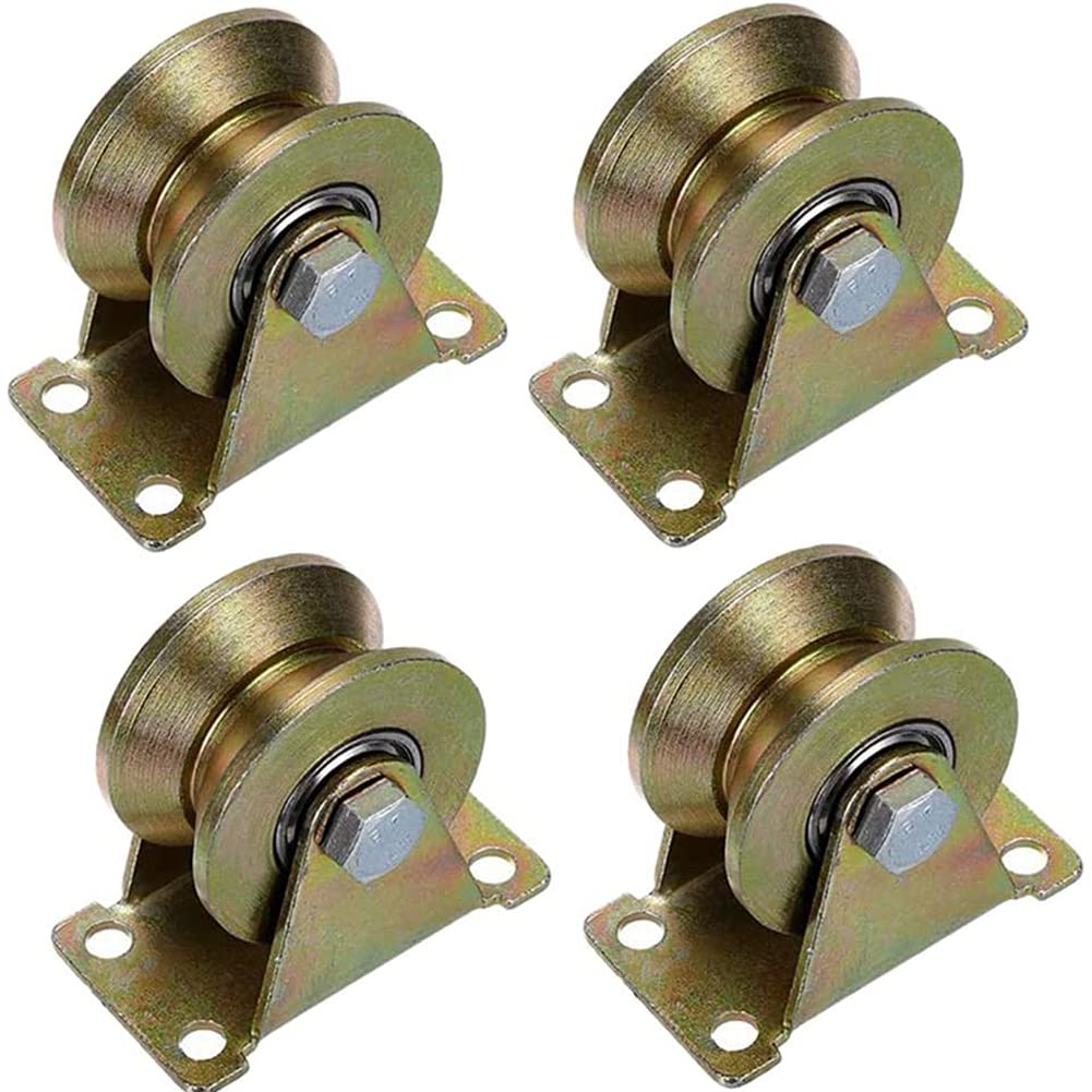 Buy 4 PCS 2 Inch V Groove Wheel, Sliding Gate Track Roller with Bracket