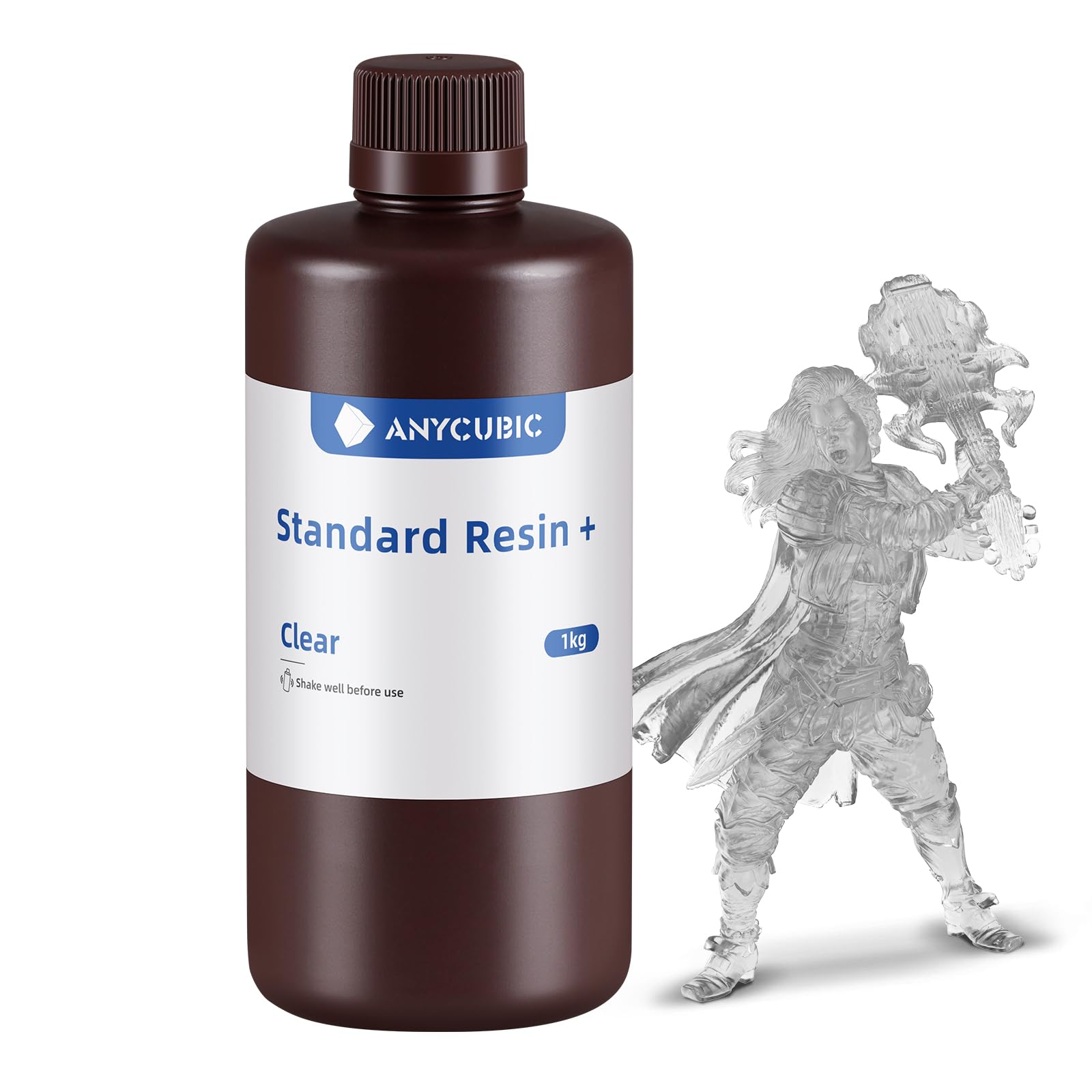 ANYCUBIC Standard 3D Printer Resin Plus, 405nm SLA Fast UV-Curing Resin, High Precision & Rapid Photopolymer for 8K/14K/16K Capable LCD/DLP/SLA 3D