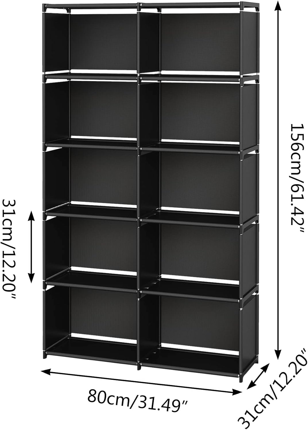 MOYIPIN Bookshelves, Assembled Storage Rack, Bedroom Living Room Vertical Cabinet Bookshelf, Double Row 10-Grid Multi-Functional Storage Equipment (Black) : Everything Else