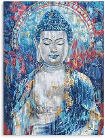 ATELIYISHU Buddha Art Canvas Blue Buddha Pictures Wall Decor Zen Buddha Wall Art Buddha Wall Art for Living Room Office Home Decoration 12"X16"