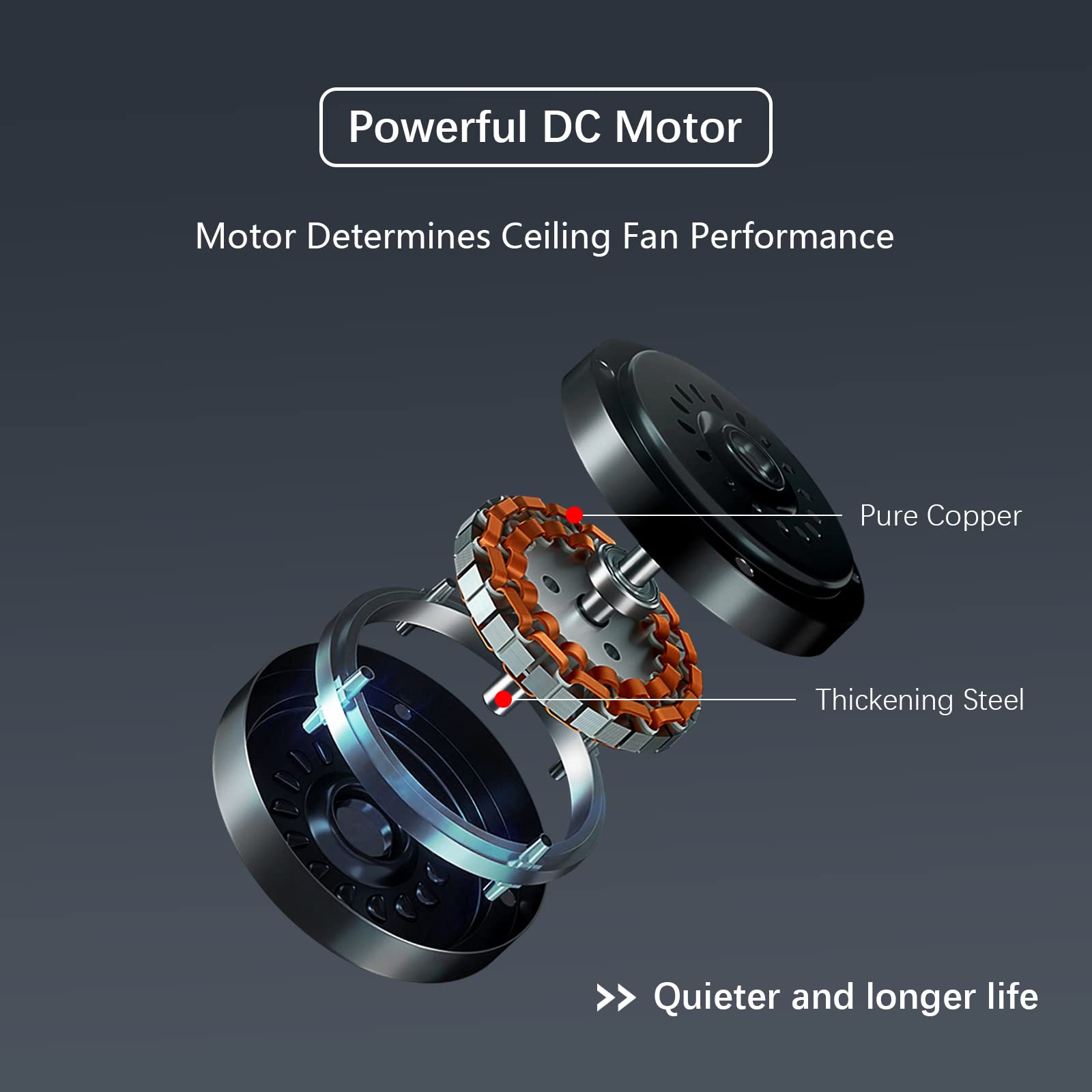 Black Ceiling Fan with Light 52inch Remote 3CCT Dimmable LED Light Silent 6Speed Reversible DC Motor 3ABS Plastics Fan Blade Modern Flush Mount Ceiling Fan Indoor outdoor bedroom Living Room