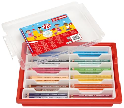STABILO - Dreikant-Buntstift - Trio dick - 96er Box - mit 12 verschiedenen Farben