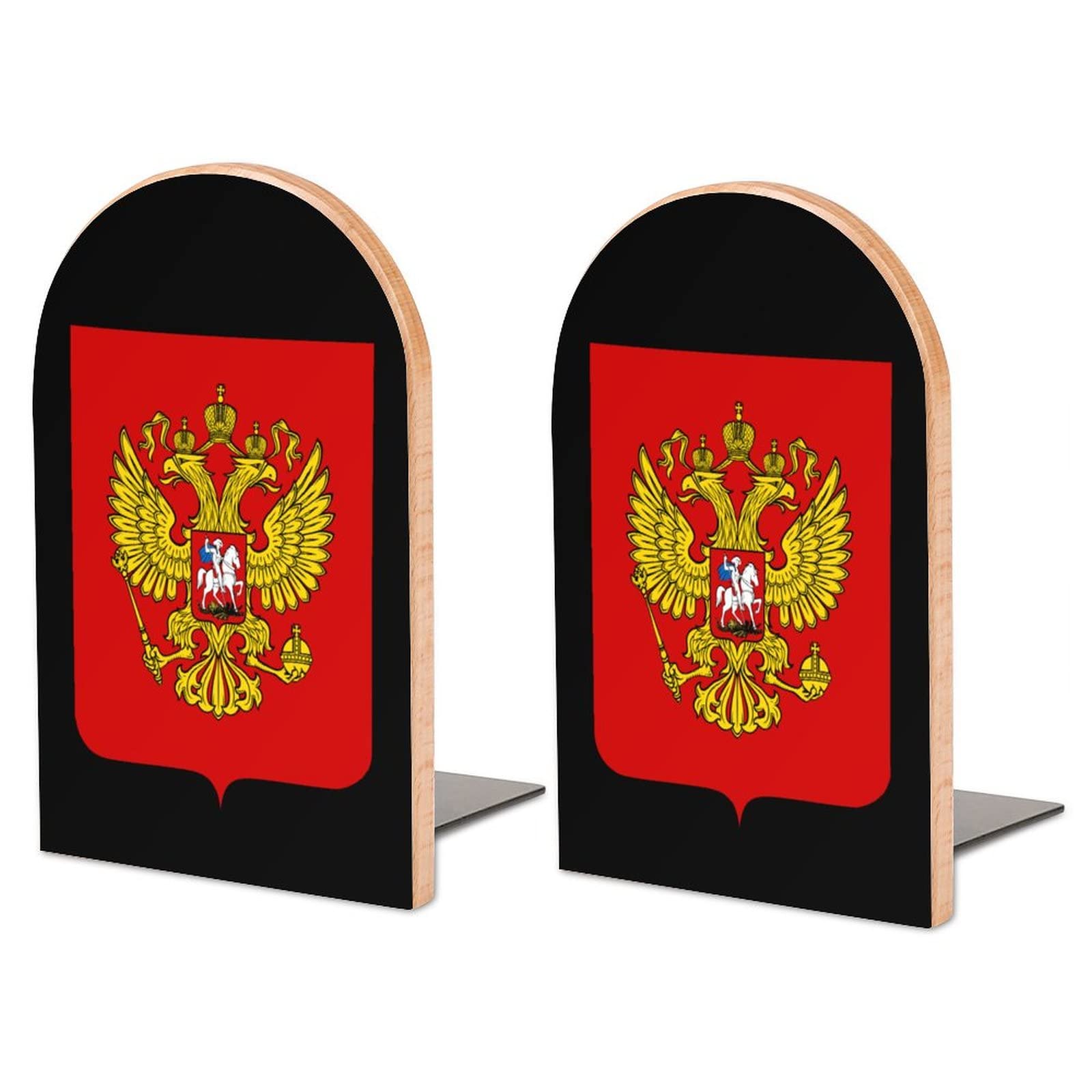 Coat of Arms of Russia Bookends Heavy Duty Book Stand 1 Pair for Home Office Shelves Decorative