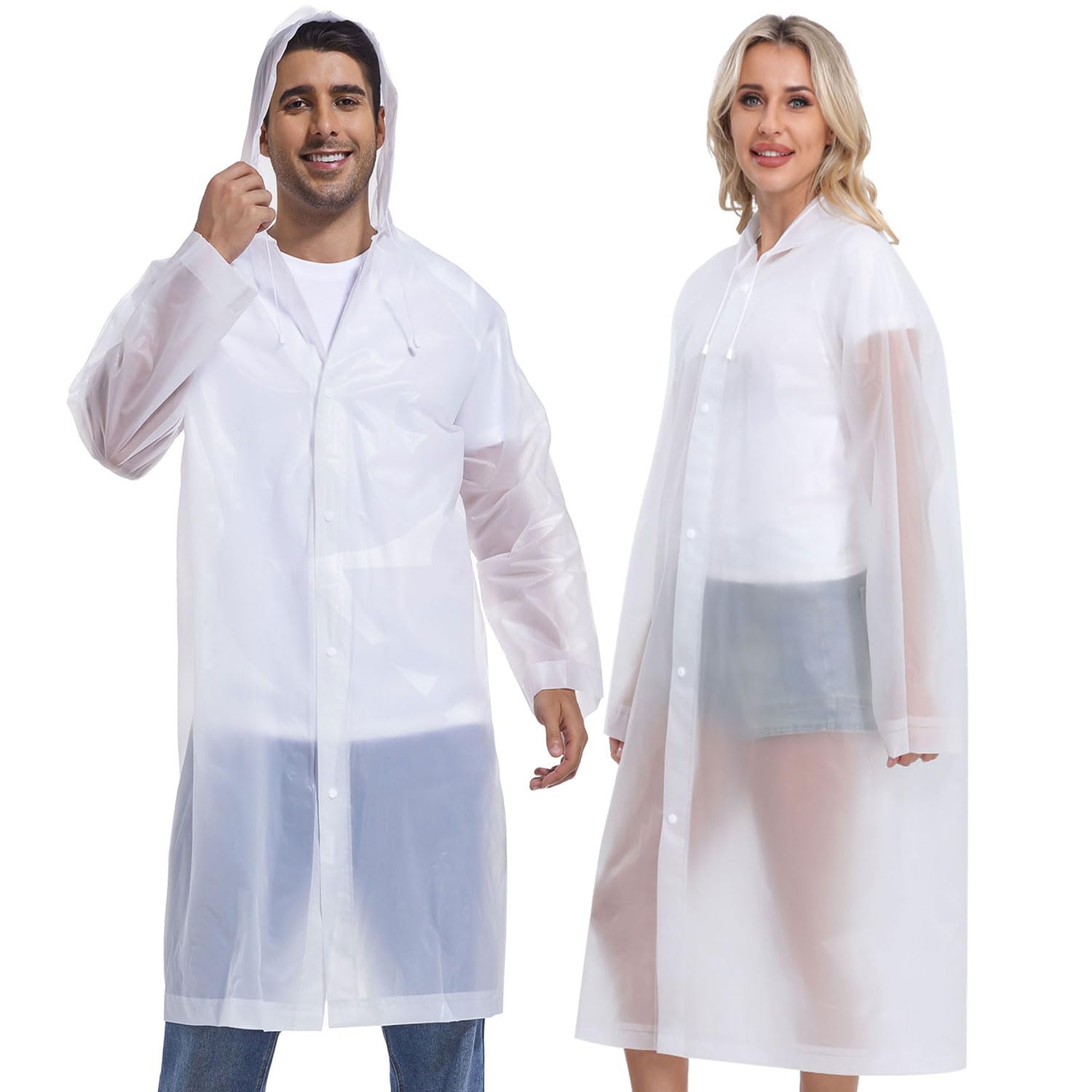 2PCS Rain Ponchos for Adults Reusable Rain Coats for Adults Rain Jackets Raincoats for Men Women