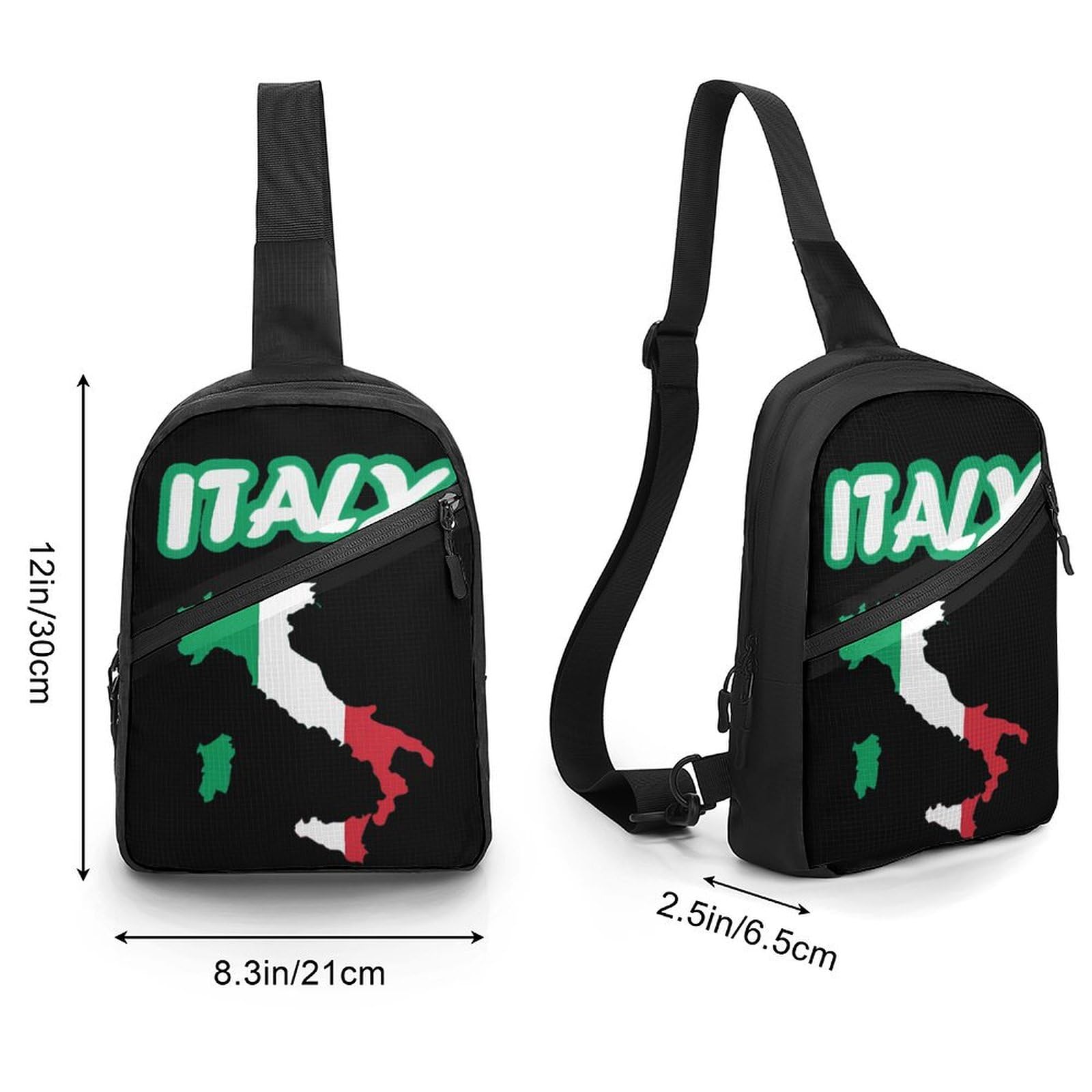 Italy Map Italian Flag Chest Bag Foldable Crossbody Unisex Pack Travel Hiking Adjustable Shoulder Straps Sling Bags
