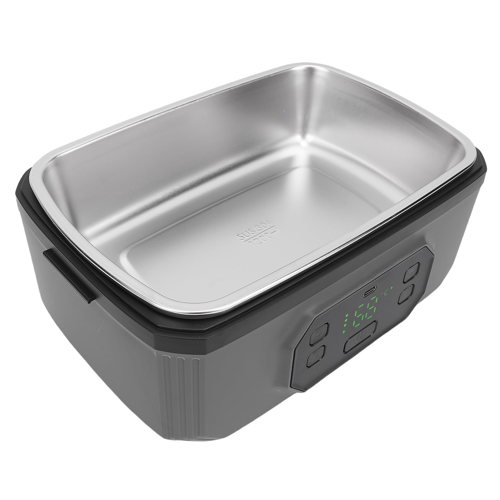 LiebeWH Elektryczny Pojemnik na Lunch Ogrzewanie Bezprzewodowe ze Stali Nierdzewnej 304 Przenośny Podgrzewacz do żywności Szybkie Nagrzewanie Szczelność o Dużej Pojemności na Plac Budowy Samochodu
