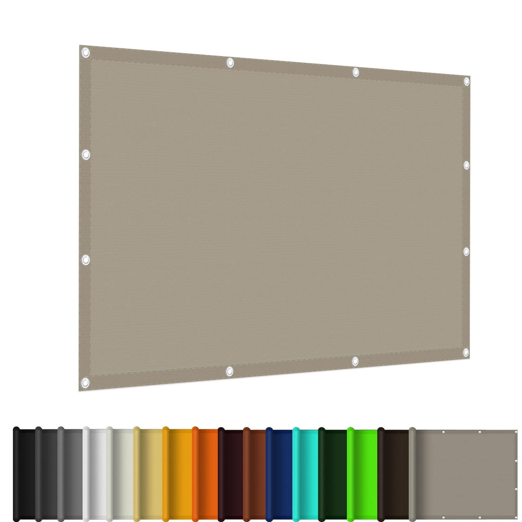 Voile d'ombrage auvent kaki 6.5x7m avec protection UV 98% pour terrasse