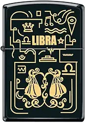 Zippo Isqueiro - Isqueiro Libra Zodíaco preto fosco à prova de vento #Z5304