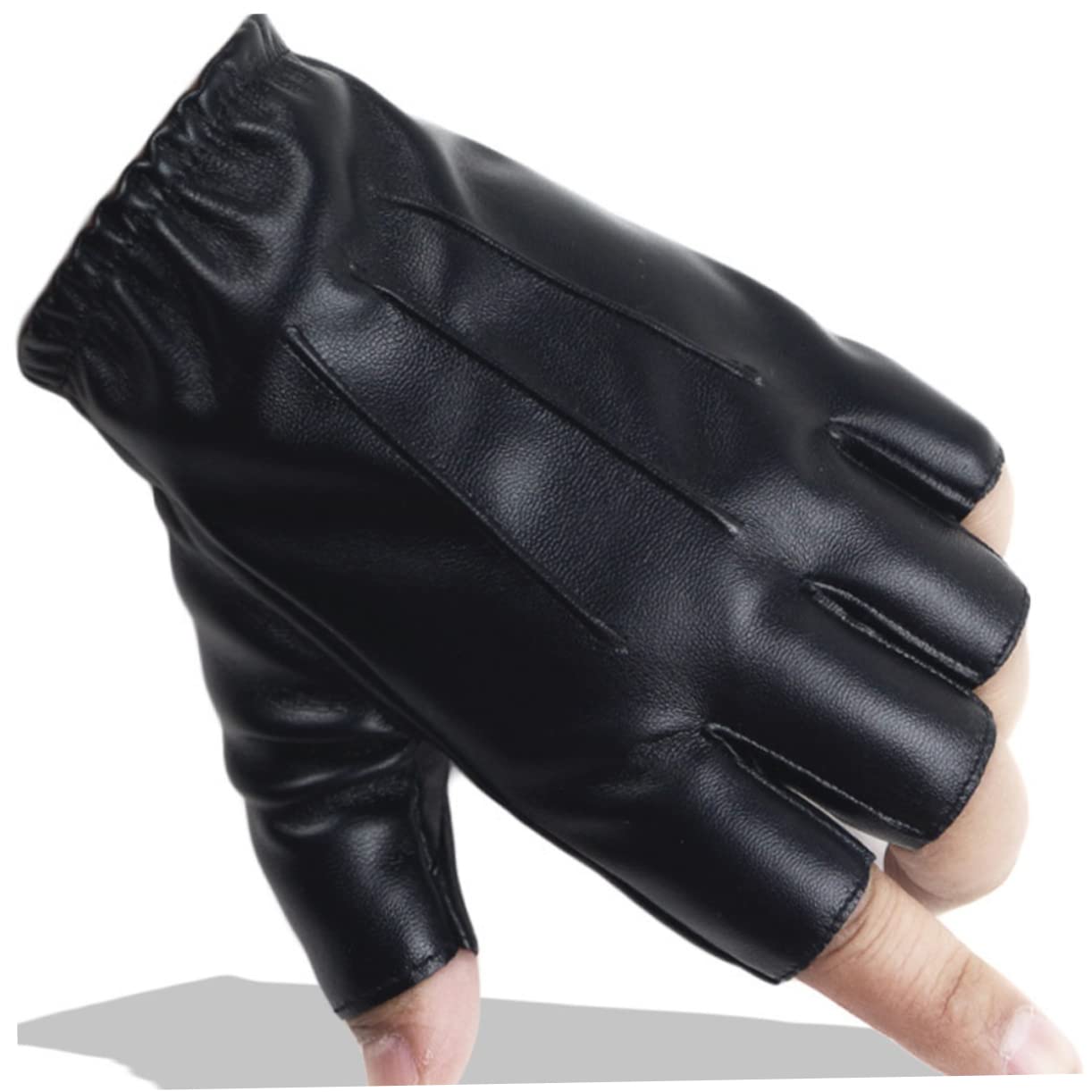 YARNOW 5pares Guantes De Fitness Reutilizables De Piel PU para Ciclismo y Pesca Guantes De Dedos Cortos Antideslizantes y Transpirables Actividades Al Aire