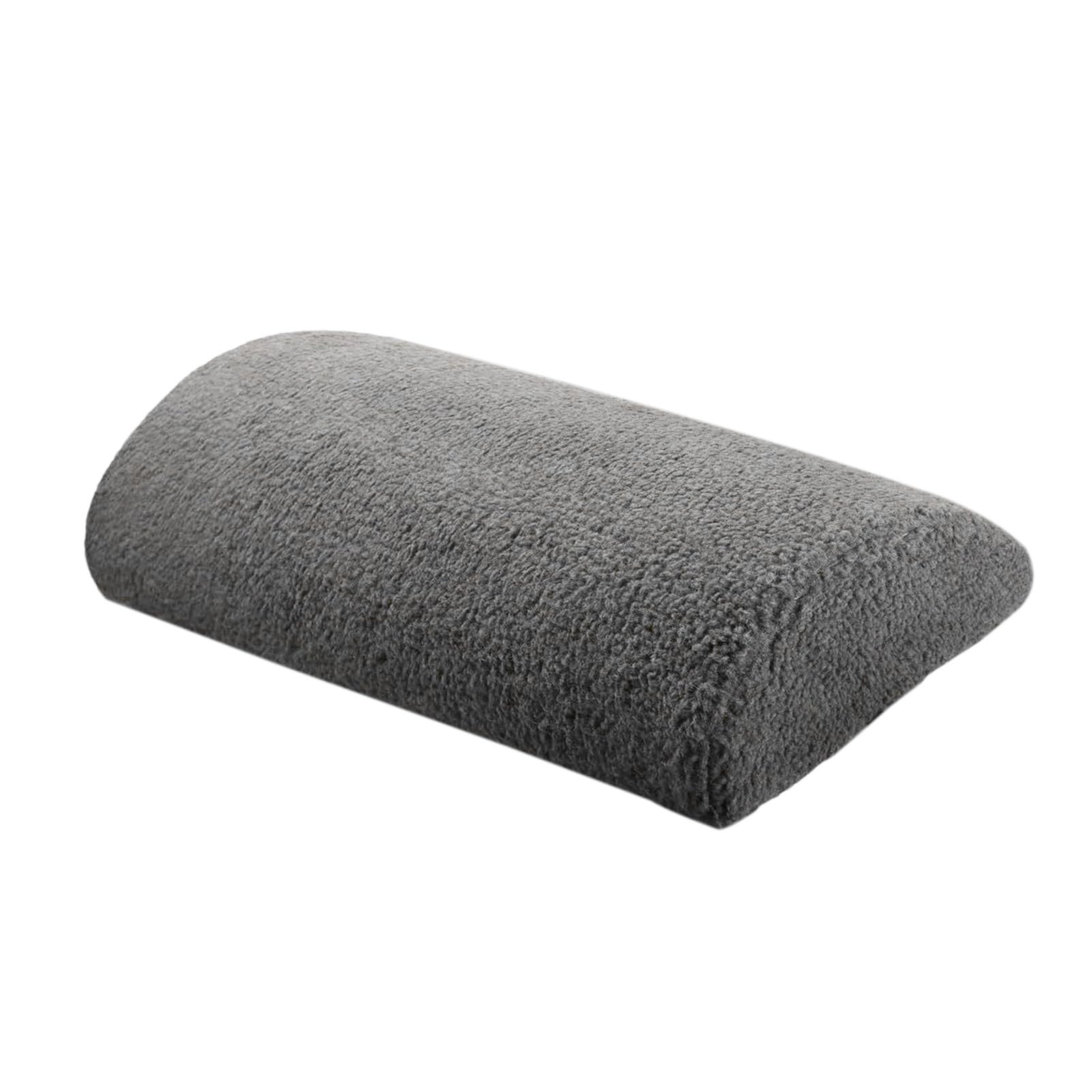 Porceosy Recliner Foot Cushion, Memory Foam Bolster Leg Rest Cushion Half Roll Sherpa Footrest Pillow with Elastic Straps for Bed Chair Sofa Grey