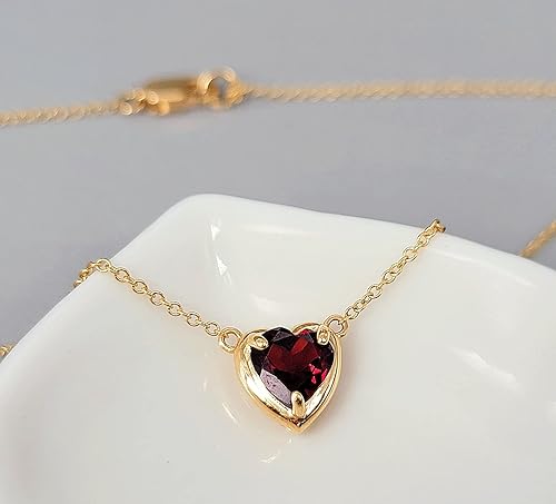 Miniatura 10 de 18K Solid Yellow Gold Genuine Gemstone Choker Necklace, 15 inches Chain Pendant Dainty Necklace gift for her