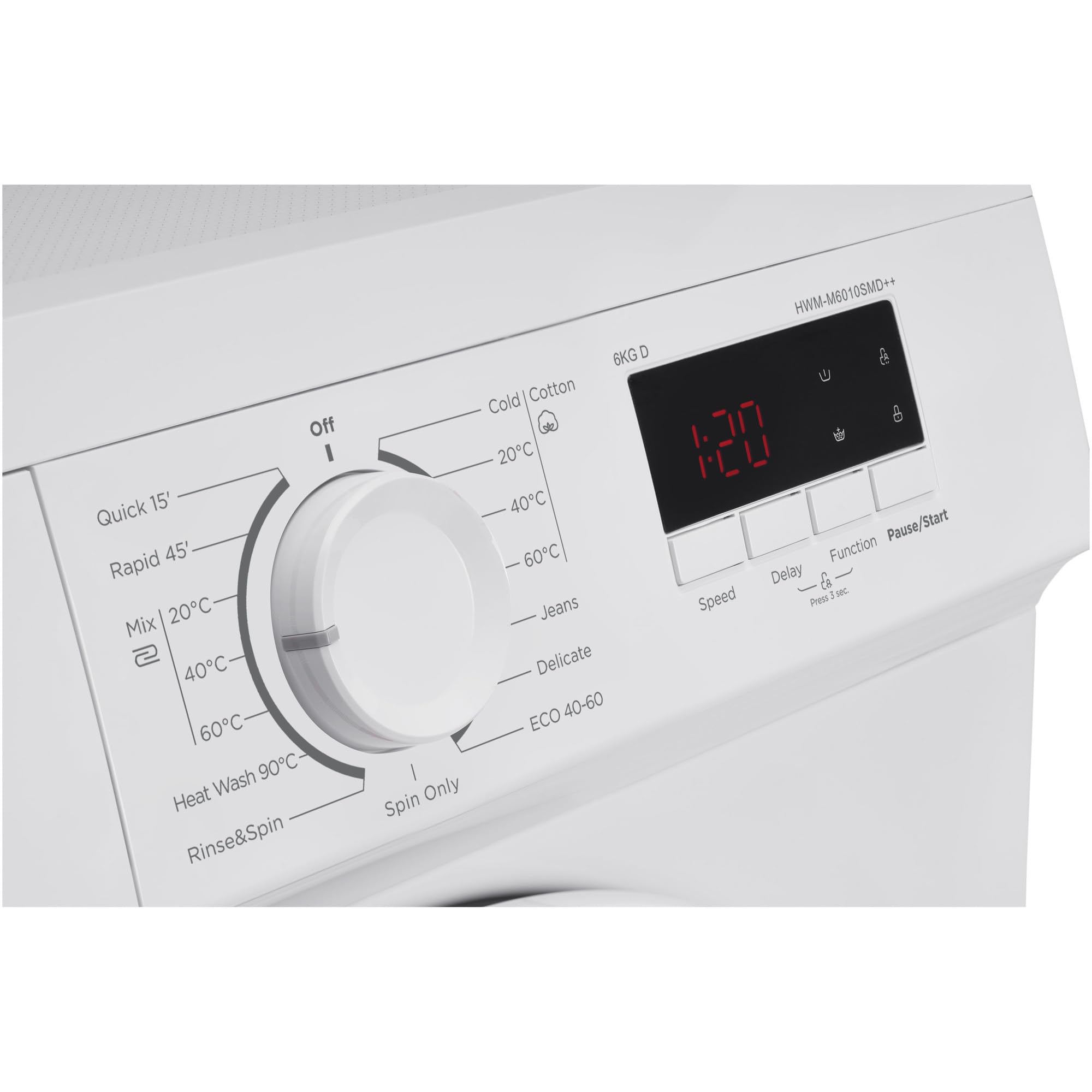 Slim Waschmaschine HWM-M6010SMD++ – 6 kg Fassungsvermögen | 1.000 U/min Schleuderdrehzahl - Energieeffizienzklasse A, Digital-Display - Weiß - 5 Jahre Garantie