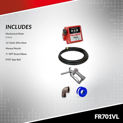 Miniatura 3 de Fill-Rite Bomba de transferencia de combustible FR701VL 115V 20 GPM con paquete de medidor mecánico estándar, litros  Para gasolina, diésel,