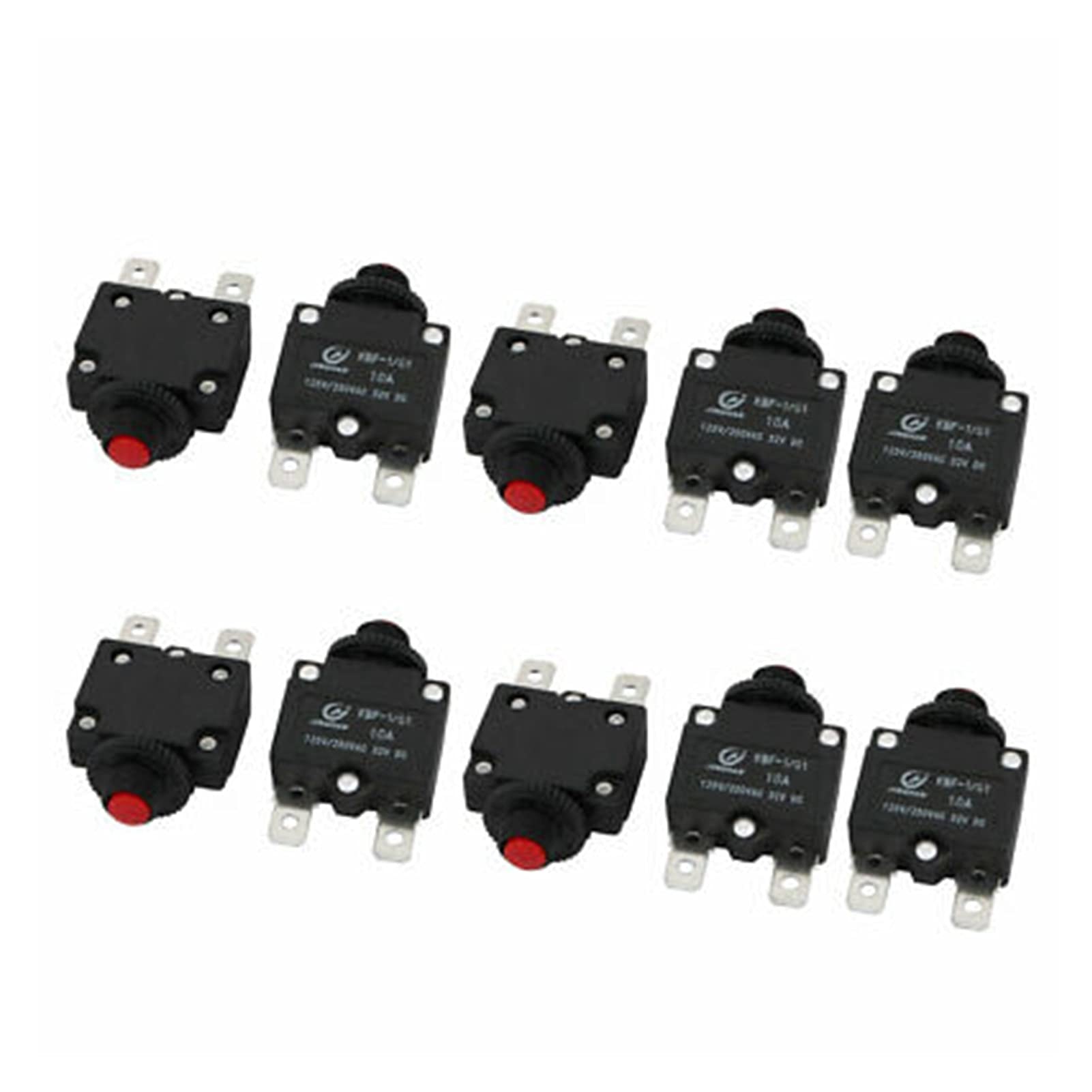 IEUMJNAT Circuit Breaker 10pcs AC250V/125V 10A Current Overload Protector Switch 2P