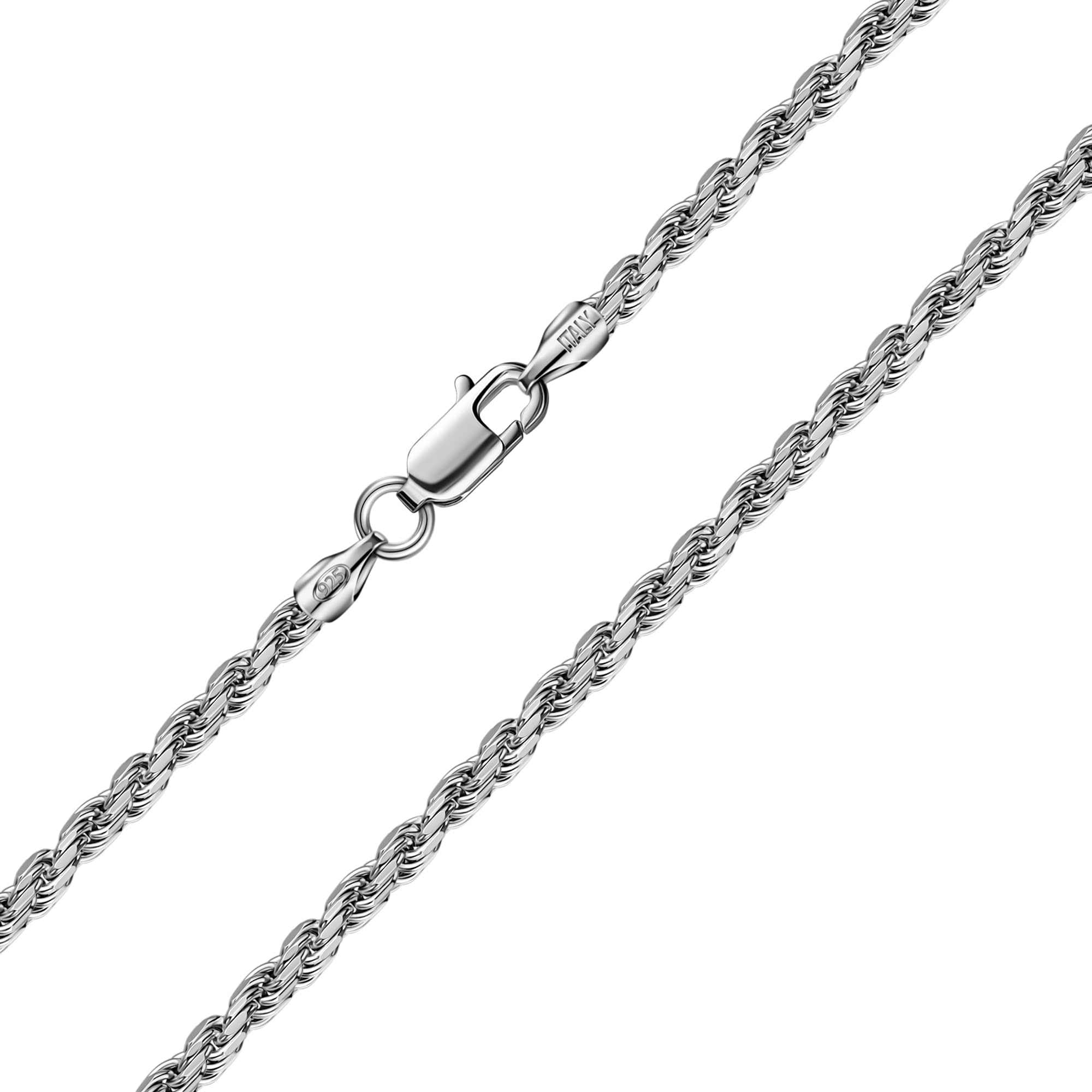 Ataria Silberkette 925 Sterling Silber Damen & Herren - Kordelkette in 1.1/2/2.8 mm - verschiedene Länger - Made in Italy