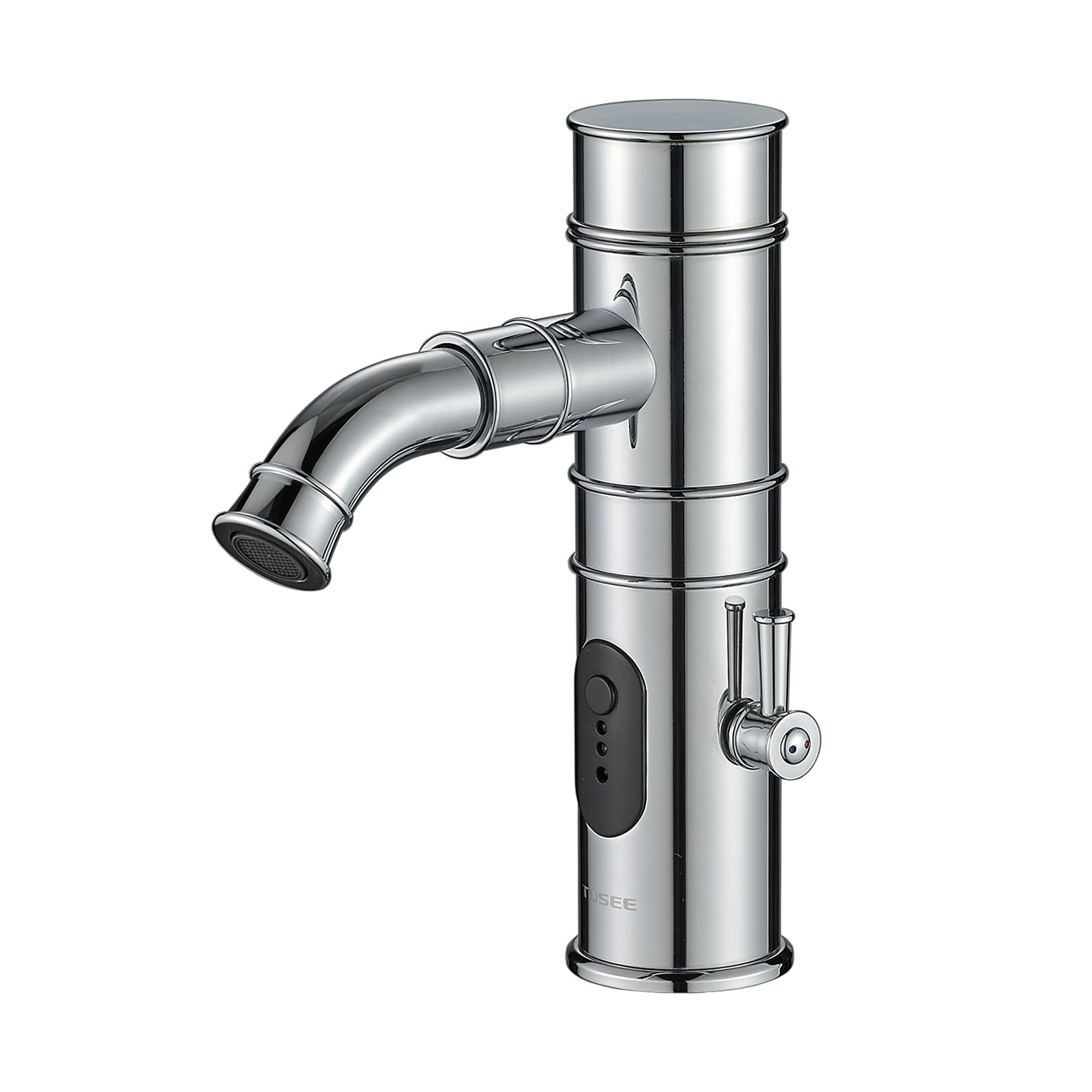 Grifo integrado manual y automático, grifo de lavabo de baño sin contacto con tubo de salida giratorio, cromo, TS-5501C-S