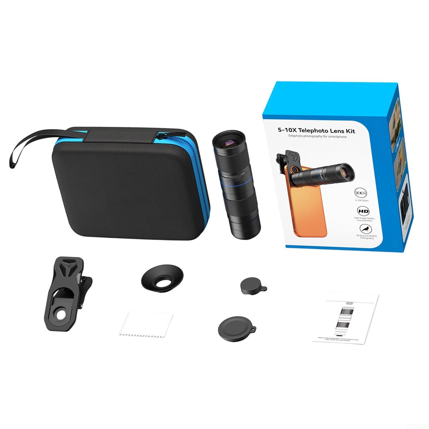 Teleobjetivo de zoom 5-10x totalmente metálico para teléfono móvil, telescopio monocular de aluminio de aviación para conciertos y deportes, accesorio profesional de cámara HD