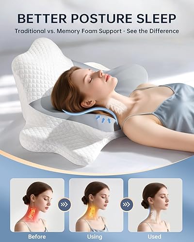 Miniatura 2 de Almohadas de espuma viscoelástica para aliviar el dolor, almohada cervical para aliviar el dolor de cuello y hombros, almohada ergonómica ajustable