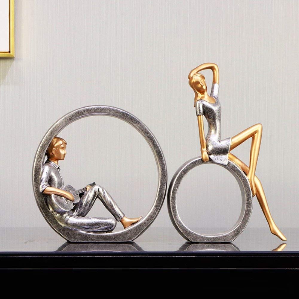 Statue couple abstraite en résine lot de 2 petites figurines déco maison