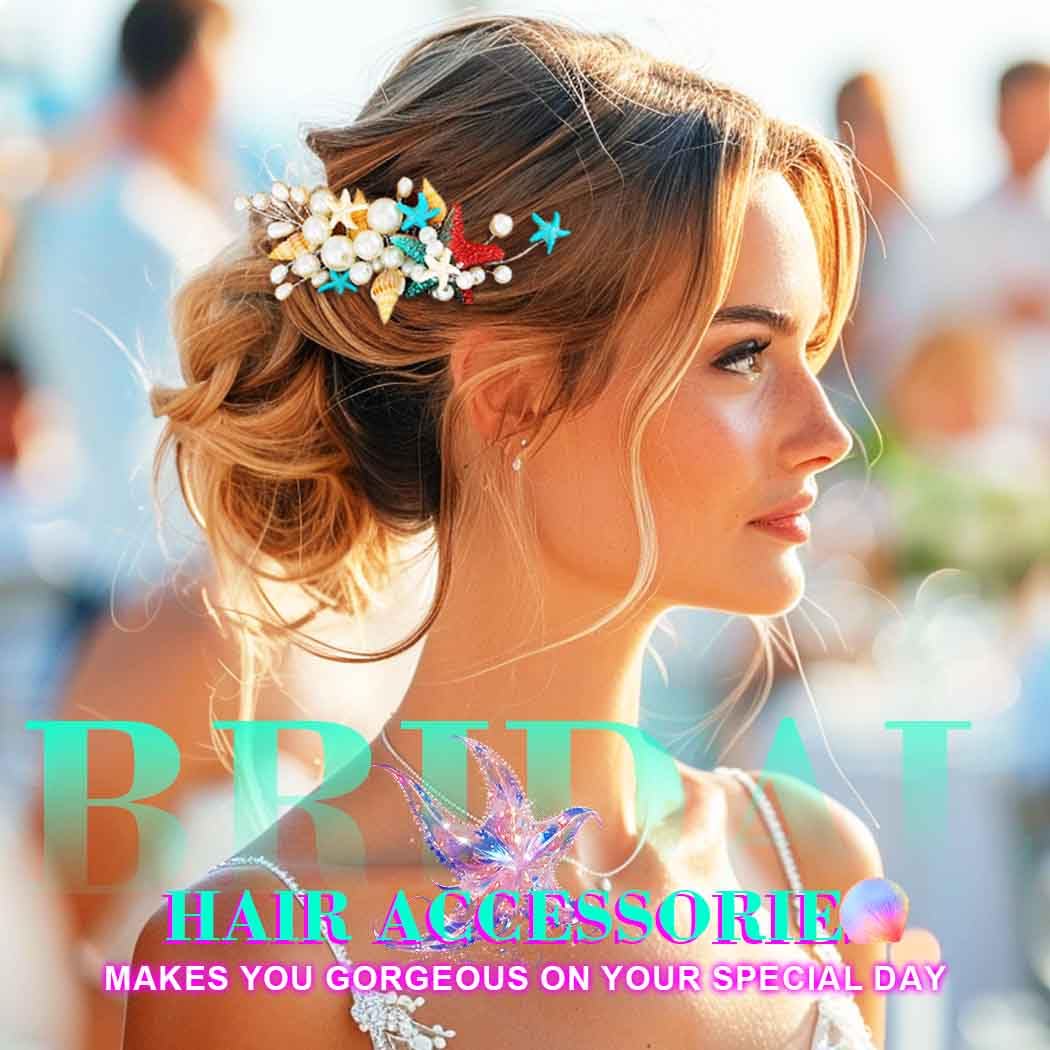 JAKAWIN Starfish Hair Comb Pearl Mermaid Headpiece Beach Hair Accessories for Women - Image 5