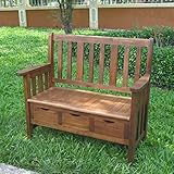 International Caravan Furniture Piece 3-Drawer Acacia Bench w/Arms