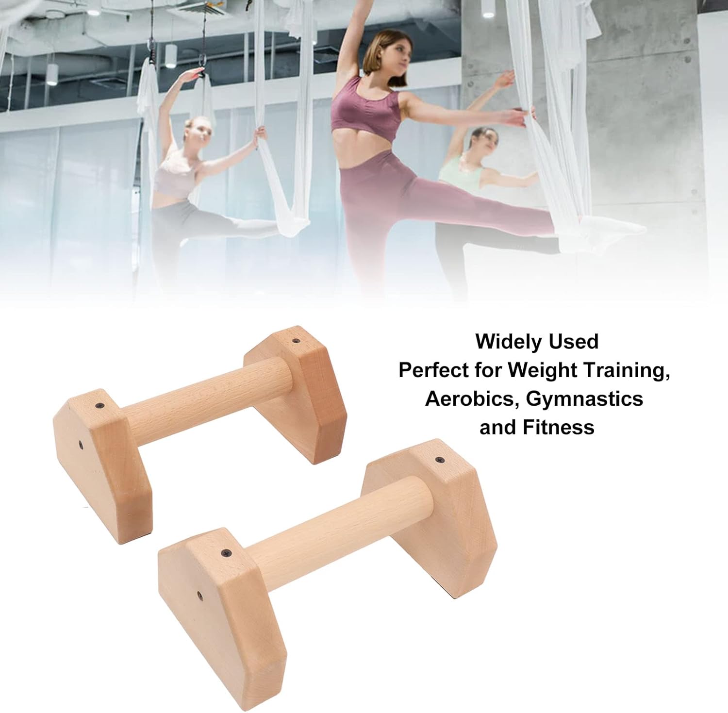 Parallettes Push Up Bar, Wooden Power Bars, Wood Pushup Stand, Ant