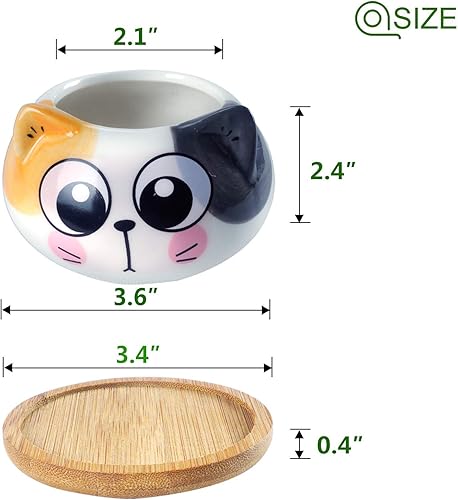Miniatura 2 de Macetas para suculentas con drenaje de 3.6 pulgadas, mini macetas para plantas de animales, pequeñas macetas de cerámica para plantas de aire,