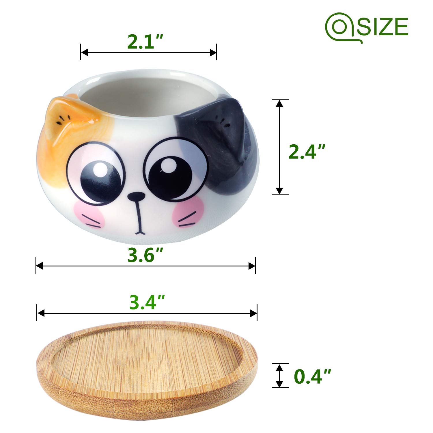 Mini Vaso In Ceramica A Forma Di Animale Gaolinci Per Piante Grasse E Cactus, 7,9 Cm