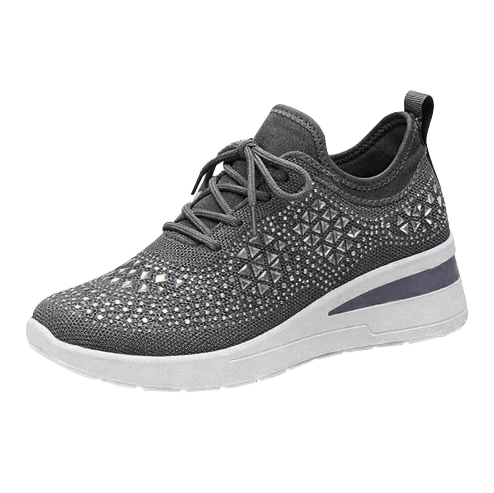 Scarpe da ginnastica da donna con plateau impreziosite con strass e maglia traspirante per abiti casual alla moda
