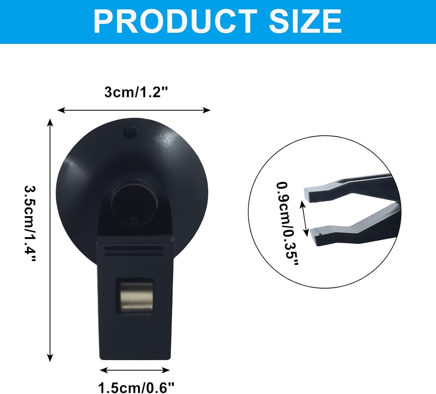 8 Pcs Black Shower Curtain Clips with Suction Cup
