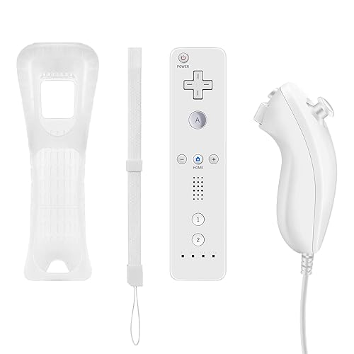 Crifeir Remote Controller and Nunchuck Controller Replacement for Nintendo Wii and Wii U Controller Wii Controller with Silicone Case and Wrist