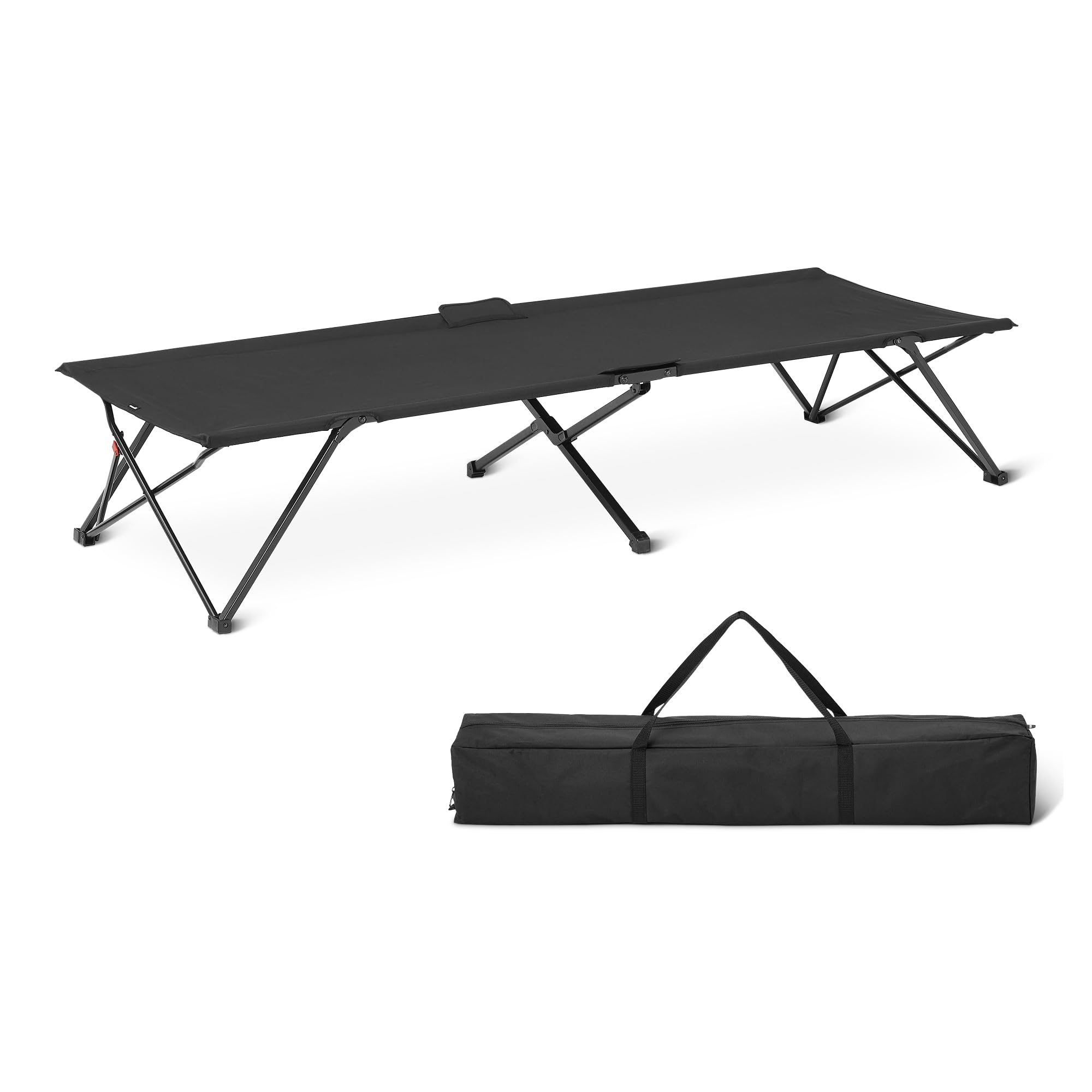 Amazon Basics Camping Cots for Adults, Folding Bed for Sleeping, Black
